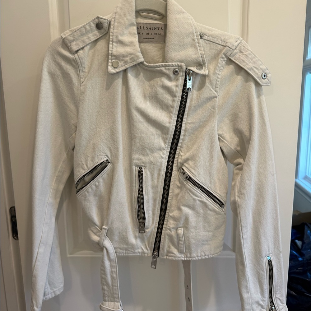 All Saints White Biker Jacket